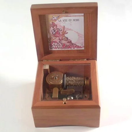 Boite A Musique Chien Et Chat Carree Decor En Marqueterie Ref C24 Bois Plaisir