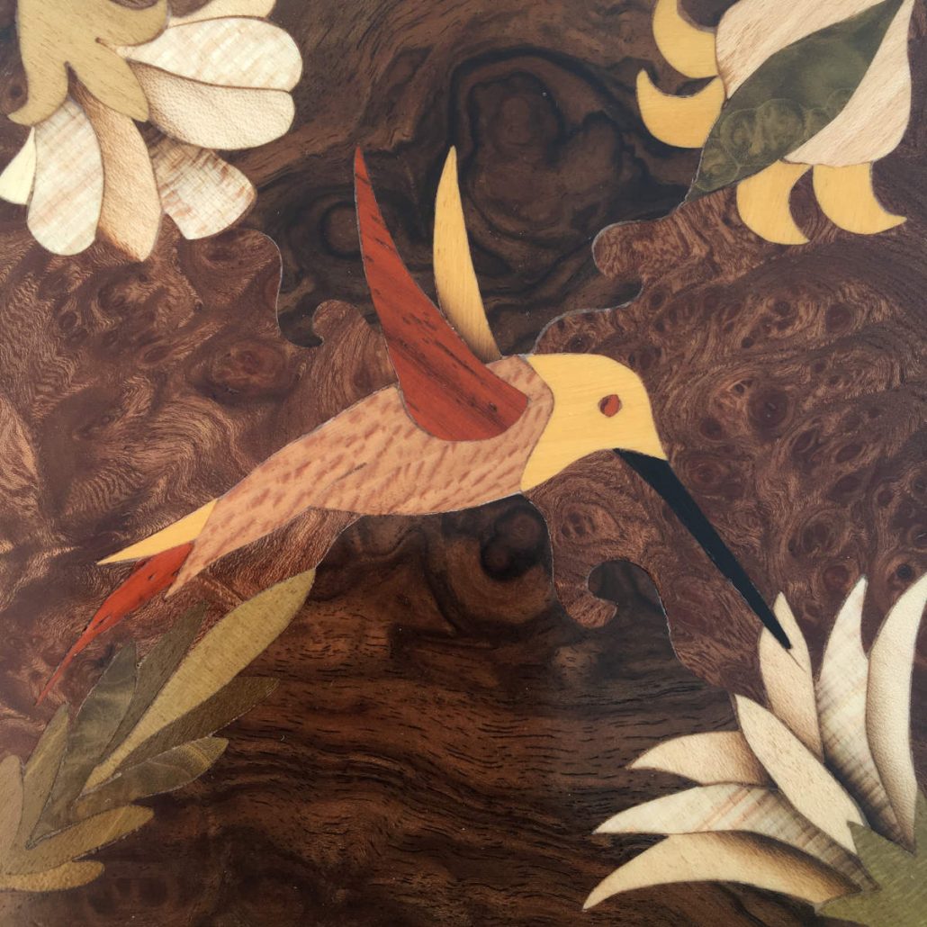 Boîte à musique, marqueterie "Oiseau" réf p3