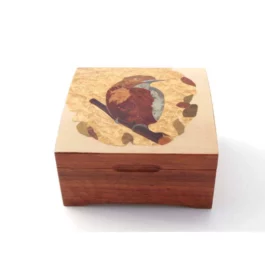 Boîte à musique bombée - marqueterie "oiseaux" réf li6