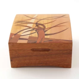 Coffret à bijoux bombé - marqueterie "Arbre magique" Li 1