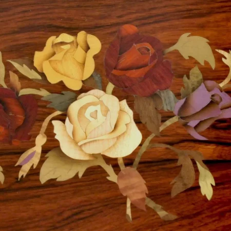Coffret à bijoux "douceur" - marqueterie "Roses"