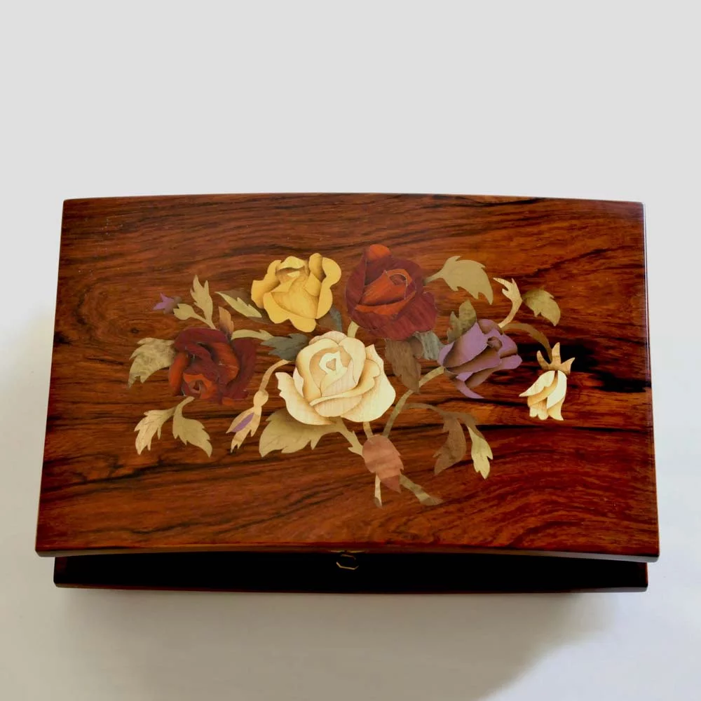 Coffret à bijoux "douceur" - marqueterie "Roses" O4 - Bois ...
