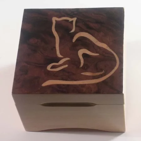 Coffret à bijoux - marqueterie "Chat" C2