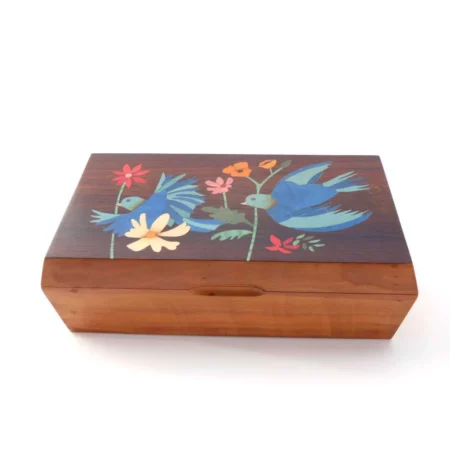 Coffret à bijoux, marqueterie "Oiseaux Bleus" EM3