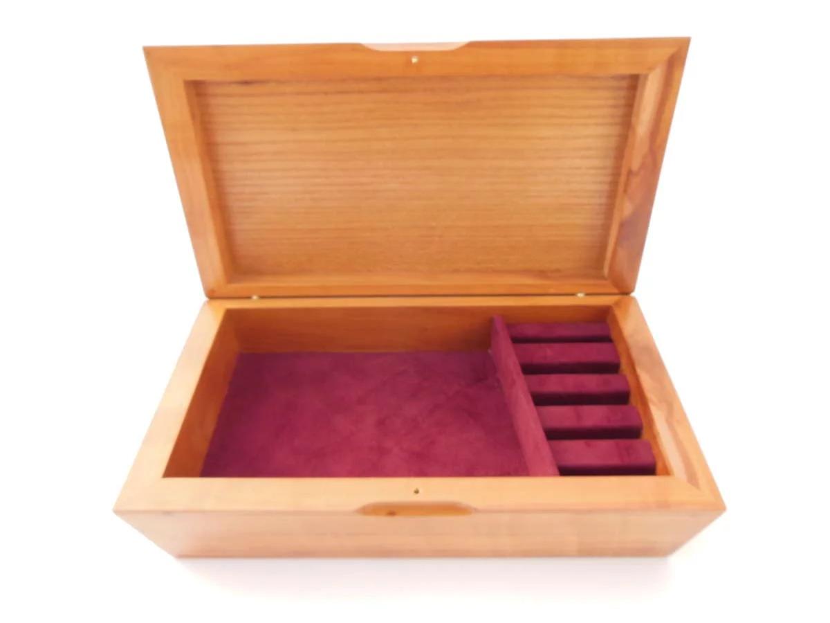 coffret à bijoux - marqueterie 5 fleurs blanches réf Lu2 - Bois Plaisir