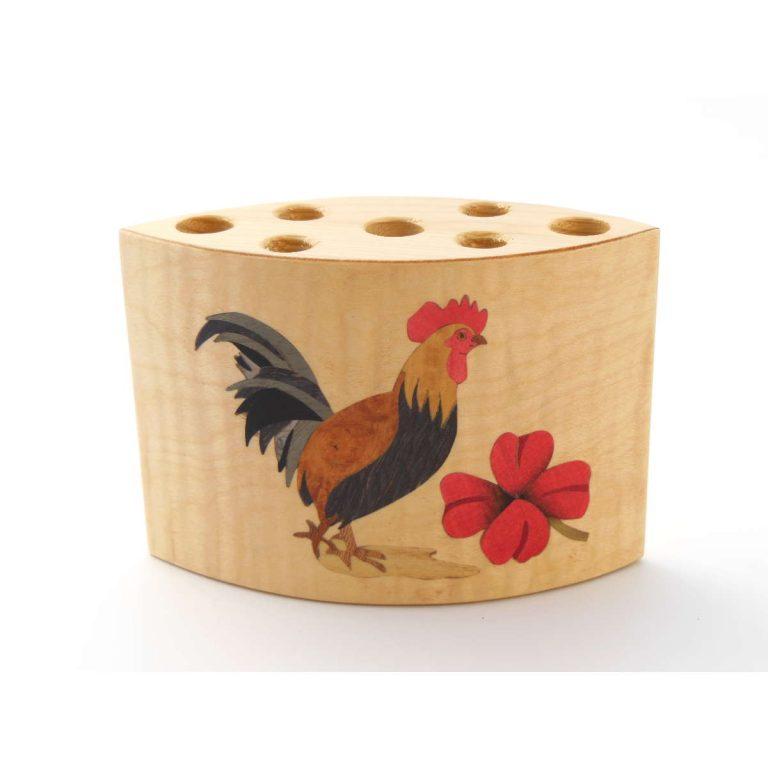 Pot à crayons en bois "Coq" réf PA17