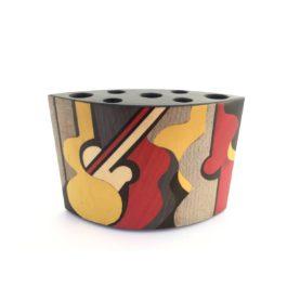 Pot à crayons en bois "abstrait musique" réf PA8