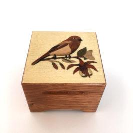 Coffret à bijoux - marqueterie "oiseau sur branche" - Réf C5