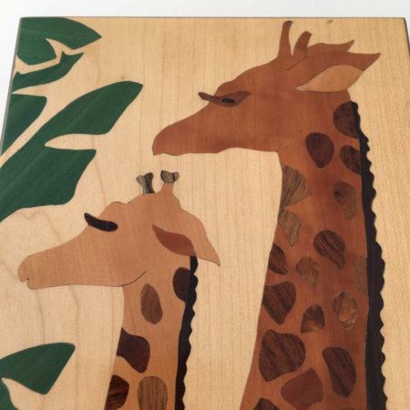 Bloc de correspondance en marqueterie "couple de girafes",