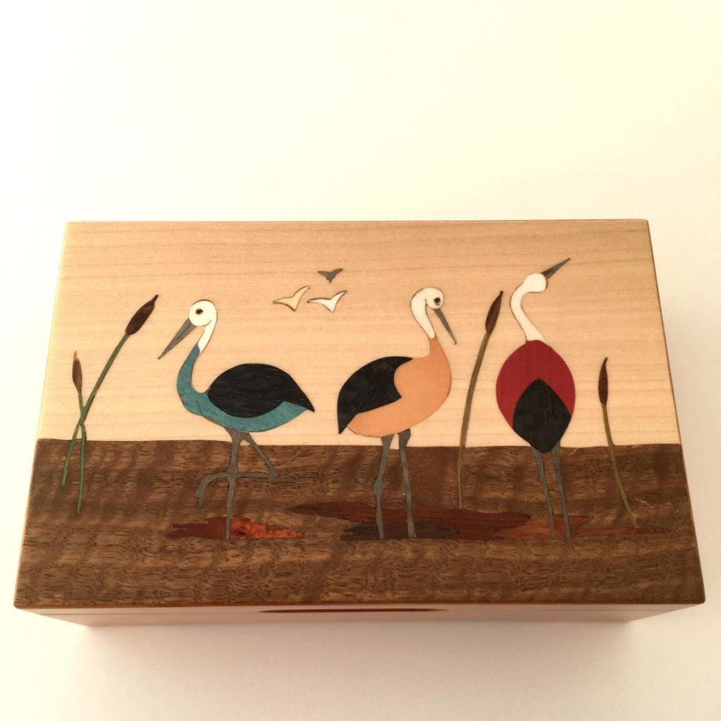 Boîte à Musique Marquetée – Déco Ancienne 12,5 X 17,5 Cm