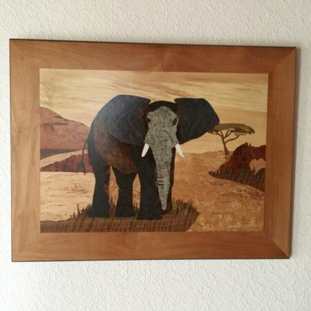 tableau éléphant dans la savane