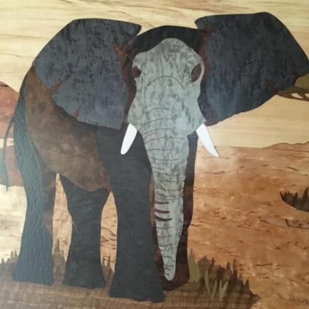 Tableau éléphant dans la savane