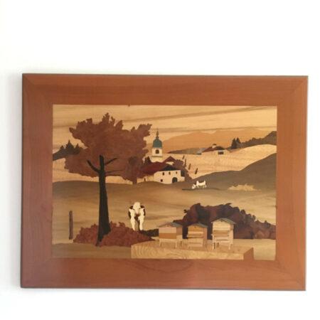 Tableau en bois - marqueterie "Ruchers"