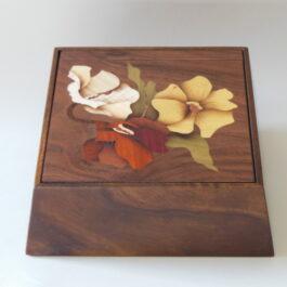 Coffret à bijoux - marqueterie "3 hibiscus" Réf A3